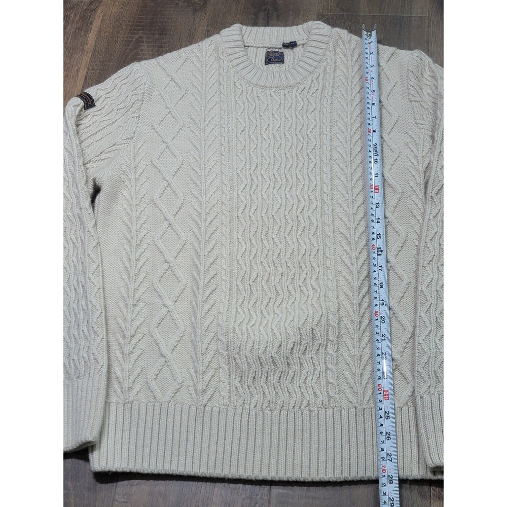 Superdry Outdoor Mens 2XL Cable Knit Sweater Cream Wool Blend M6110305A
